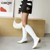 HBP Boots GMQM 2022 Design Fashion Women The Knie Cowboy Shoes Borduured Hoge Heels Wedges Lang puntige teen groot formaat 43 221013