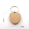 Porte-clés en bois créatif porte-clés rond carré Rectangle forme porte-clés en bois blanc bricolage porte-clés cadeaux 100 pièces DAJ505