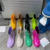 2022 botas de goma para lluvia para mujer, zapatos de gelatina de belleza a la moda, suela de goma, plataforma, botines impermeables de Pvc