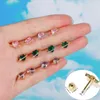 Stud Earrings 1 Pc Ins Cute Heart Earring Vintage Colorful Zircon Piercing Ear Bone Screw For Women Girls Fashion Jewelry Gift