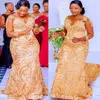 2022 Arabische Aso Ebi Gold Mermaid Prom Dresses kristallen avond formeel feest tweede receptie verjaardag verlovingsjurken jurk zj377