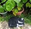 Decorações de jardim Americano, fofo de gato adormecido, estátua artesanato, pátio ao ar livre esculturas ornamentos domésticos decoração de acessórios para gramado