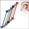 Stecker Tunnel 316L Körper Piercing Schmuck Mix Farbe Titan eloxiert 14G 38mm Industrie Barbell Ohr Plug Tunnel Tragus Otwcy