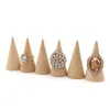 Jewelry Pouches 5pcs Vintage Natural Wooden Finger Cone Ring Holder Display Stand Organizer Storage Rack Showcase