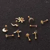 Saplama küpeleri 1 pcs paslanmaz çelik kulak piercing mini zirkon çiçek ay yılan kıkırdak kupring tragus için kadın punk takı