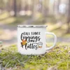 Mugs Hello Pumpkin Leaves Printed Enamel Mugs Coffee Cups Fall Thanksgiving Party Wine Juice Mug Dessert Cocoa Milk Handle Cup Gifts 221025