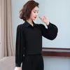 Women's Blouses Blouse Shirt Female Spring And Autumn Professional Chiffon White Solid Foreign Gas Loose Temperament Lantern Sleeve