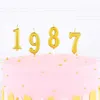 Vergoldete Zahlenmuster-Geburtstagskuchenkerze, Paraffin, goldene Kinder-Jubiläumsparty-Dekoration mit PVC-Box GCC119
