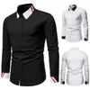 Men's Casual Shirts Men's Color Matching Business Fashion Long Sleeve Shirt Professional Wear Hollow Style Slim Fit 2022 Accessories