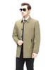 Herrjackor 2022 Spring Jacket Business Casual Turn-Down Collar Single Breasted Solid Color Thin Cotton Men Coats