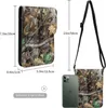 Borse borsel foglia camuffi in legno autunno piccolo porta cellulare per donna portafoglio da viaggio in pelle morbida con cinturino regolabile