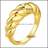 Anneaux De Mariage Anneaux De Mariage En Acier Inoxydable Croissant Pour Les Femmes Tressé Twisted Chevalière Chunky Dôme Anneau Empilage Bijoux Déclaration Gi Dhvtu