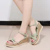 Dress Shoes Summer 7cm Heel Solid Women Wedges Sandals Open Toe One Line Buckle Female Beach Sandal Muffin Sole Lady Fairy Sandals 221025