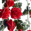 Fiori decorativi Rosa Falso Rattan String Festival Appeso Fiore di seta 180 cm Vite artificiale Decorazione da giardino per matrimoni