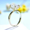 Anello solitario Anelli Kuololit 2.5CT Ghiaccio tritato 585 14K 10K Oro giallo per donna Cuscino allungato Solitario Nascondi Halo Party 221024