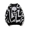 Camisolas masculinos 2022 Autumn Winter Corean Pullover Men Skulls Sweater de tamanho grande Hip Hop Pull Homme Mulheres soltas de malha quente