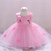 Девушка платья детское платье свадебное платье цветочное вечеринка с ручной сшитой цветочной день рождения принцесса 6-24 месяца L1839XZ