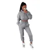 Höstvinterkvinnor Tracksuits 2 -stycken jogger set långärmad plysch tröja hoodie pullover sweatpants outfits modesportdräkt