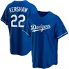 Maillots de baseball cousus Kershaw 22 Clayton Bauer 27 Trevor Jersey Retro Noir Blanc Bleu Blanc Sans numéro Nom pour homme Taille S-XXXL