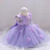 Mädchenkleider, Babykleid, Hochzeitskleid, Blumenparty, handgenähtes Blumenmuster, Geburtstag, Prinzessin, 6–24 Monate, L1839XZ