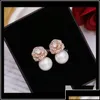 Stud Lovely Diamond Zircon Camillia Çiçek İnci Küpeler Kadın Kızlar Süper Parıltılı İns Moda Lüks Tasarımcı 925 Sier Pos OTGDM