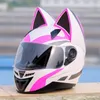 Motorcycle Helmets Full Face Helmet Women White Pink Color Ear Personality Safety Hat ECE Approved