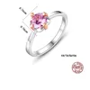 Coréen nouveau luxe rose pierre précieuse S925 bague en argent femmes bijoux mode polyvalent fête de mariage brillant Zircon exquis anneau accessoires cadeau