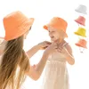 Bérets enfants été automne chapeau de seau 4 couleur unie enfants pêcheur pour unisexe 1-8 ans Parent-enfant casquettes de soleil en plein air 2 pièces