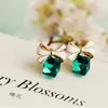 Backs kolczyki jiofree koreańsko-mody klips z kolczykiem na kolczyku zielony zielony niebieski kryształ bez dziury biżuteria dla kobiet