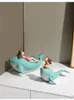 노르딕 스타일 고래 소녀 동상 수지 수지 인테리어 가정 장식 현대 거실 사무실 미적 방 장식 선물