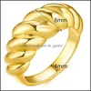 Eheringe Eheringe Edelstahl Croissant Für Frauen Geflochtene Twisted Signet Chunky Dome Ring Stapelschmuck Statement Gi Dhvtu