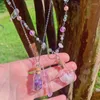 سلاسل Crystal Drop Love Potion Rose Necklace Fairy Core Witch