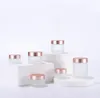 Frosted Glass Jars Cream Bottles Round Shape Cosmetic Containers med Rose Gold Cap f￶r Face Cream Makeup Packing SN4999