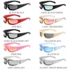 Güneş gözlüğü Y2K Spor Steampunk Kadın Erkek Marka Tasarımcısı Dikdörtgen Punk güneş gözlüğü Bayanlar Trend Gözlük Gümüş Ayna Gözlük
