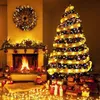 Strings de luzes de fadas LED de suporte de bateria 1m 2m 4m 5m 10m Ribbon Arcos de fita com ornamentos de árvore de Natal LED decoração de ano novo