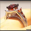 Alyans JewelrychouConvintage Moda Mücevher 925 Sterling Sier Yuvarlak Kesilmiş Garnet CZ Diamond Eternity Sözü Kadınlar Weddin Otsvr