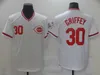 Baseball costurado 14 Pete Rose Jerseys Branco Vermelho 4 Shogo Akiyama 7 Eugenio Suarez 27 Trevor Bauer 44 Aristides Aquino Jersey Blank Sem Número