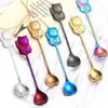 Lucky Cat Coffee Stir Spoon Colorful Stainless Steel Dessert Pudding Tea Scoop Kitchen Tableware Cup Decor RRA164