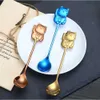 Lucky Cat Coffee Stir Spoon Colorful Stainless Steel Dessert Pudding Tea Scoop Kitchen Tableware Cup Decor RRA164