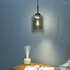 Hanglampen met dubbele glazen kroonluchter slaapkamer bedkamerrestaurant Lange lijn Nordic moderne minimalistische LED -verlichting