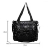 Evening Bags Space Pad Cotton Shoulder Bag Large Capacity Tote Female Wide Strap Feather Padded Crossbody Messenger Pack