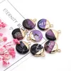 Pendant Necklaces Natural Amethyst Healing Crystal Round Charms For Jewelry Making DIY Necklace Accessories Bulk Wholesale 18x23MM