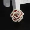 Luxury Camellia Flower Brooch Micro Zircons Fashion Party Catwalk Jewelry Corsage Pin for Women Girl Gift Accessories