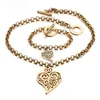 Braccialetti di collegamento Donne Love Heart Collana/Braccialetto Eterno Scava Fuori Ciondolo Moda Acciaio inossidabile Elegante catena regalo di gioielli