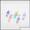 Pendant Necklaces Pendants Jewelry Natural Glass Mticolored Hexagonal Column Healing Crystal Chakra Stone Necklace Otjl4