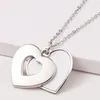 Party Heat Transfer Heart Cutout Necklace Flat Chain Pendant Jewelry Sublimation Blank Round Shape Pendants Mother's Day Gift RRA191