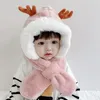 M532 Зимние детские дети плюшевые шляпы мультфильм оленя теплый шапка шарф шапочка для детей теплые шляпы