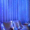 Strings 3x3m 300 LED Kurtyna lampka sznurka bateria bateria miedziana Garland Garland Fairy Lampa zdalna dekoracja sypialni ślubnej