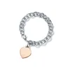 Kedja hj￤rtformat armband tiffan bokstav t familj f￶rtjockad charm armband designer f￶r kvinnor smycken lyxiga k￤rlek armband f￶r m￤n kvinnor bijoux cjewelers