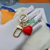 keyring Green letters fresh and versatile red love strawberry key chain bag Pendant
